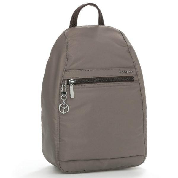 Hedgren gray nylon backpack with cube charm